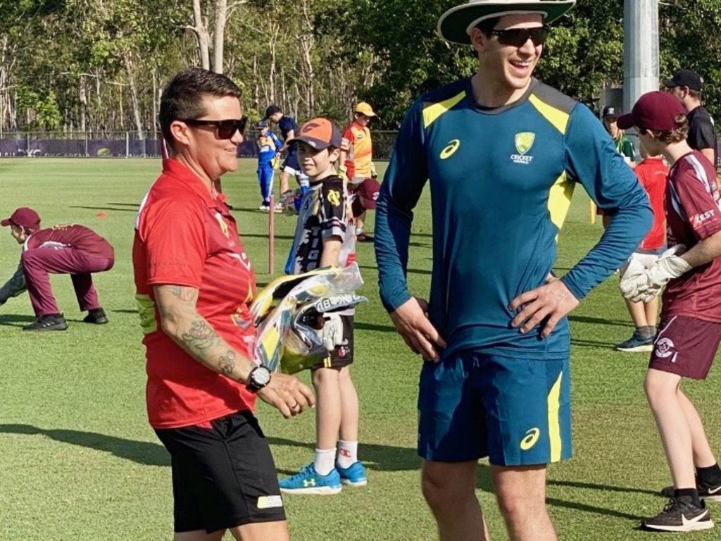 Campbell with former Test captain Tim Paine. Picture: Waratah Cricket Club.