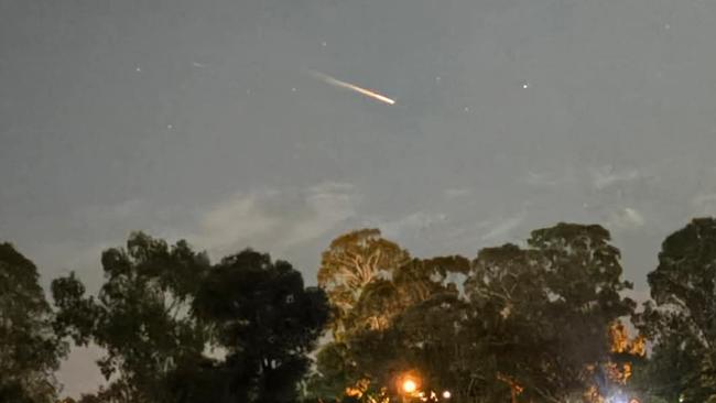 Facebook user Anthony Davis captured images of a fireball streaking across the sky over Bendigo on Saturday night. Picture: Facebook