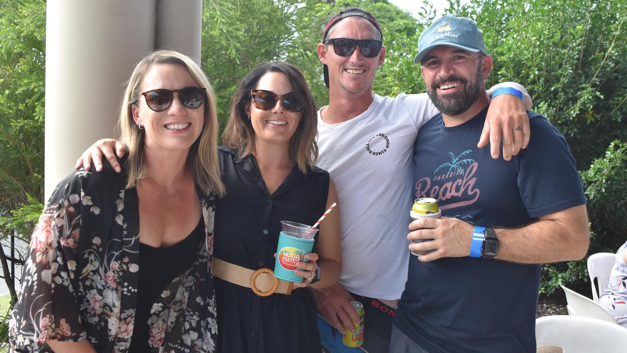 Eloise Davis, Elicia Rake, Joel Davis and Matt Rake at Your Mates Beer Day Out in Warana on December 10, 2022. Picture: Sam Turner