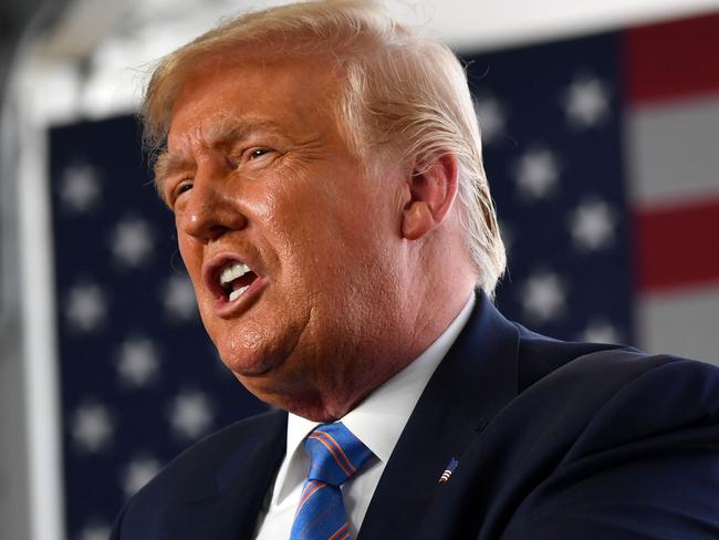 US president Donald Trump delivers remarks on restoring energy dominance in the Permian basin in Midland, Texas on July 29, 2020. (Photo by Nicholas Kamm / AFP)