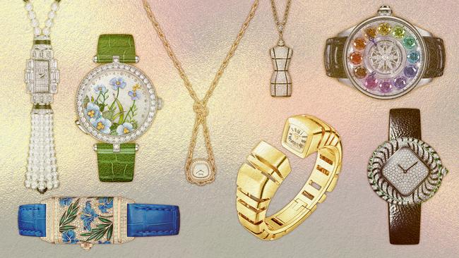 Clockwise from left: Vacheron Constantin Grand Lady Kalla; Van Cleef &amp; Arpels Lady Brise d‘Été; Piaget Swinging Sautoir; Chanel Bust Long Necklace Couture; Gucci G-Timeless Planetarium; Les Montres Joaillières Animalières de Cartier; Réflection de Cartier; Jaeger-LeCoultre Reverso One Precious Flowers