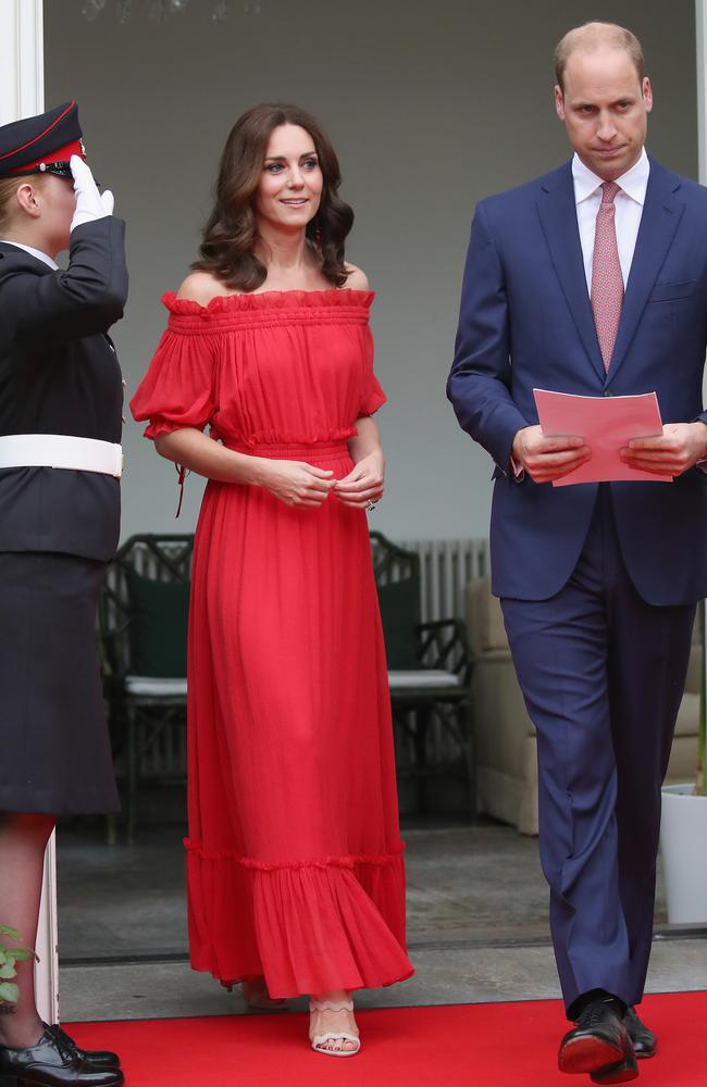 She cut an elegant figure at the official royal engagement in Berlin. Picture: Getty Images