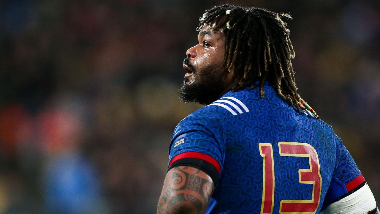 Mathieu Bastareaud of France looks on at Westpac Stadium in Wellington.