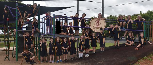 Cheeky gins and clown faces were the rage at Oakwood State School.