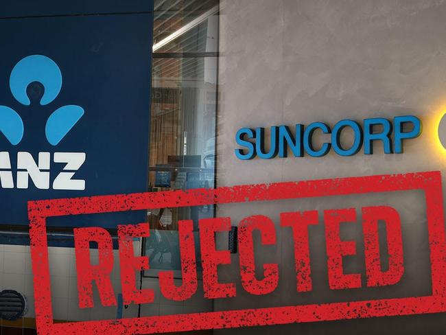 The ACCC has rejected a $4.9bn merger between ANZ and Suncorp Bank.