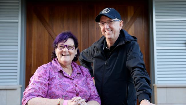 Winx owners Debbie Kepitis and Peter Tighe in Warwick Farm, southwestern Sydney, on Tuesday. Picture: Jonathan Ng