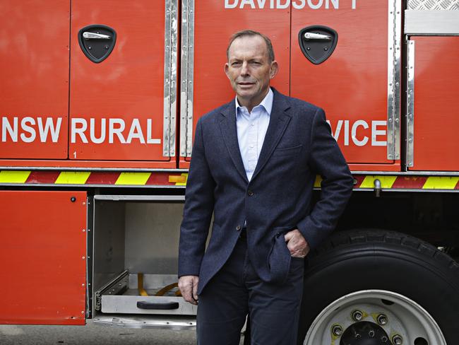 Tony Abbott at Davidson Rural Fire Service headquarters in northern Sydney on Sunday. Photographer: Adam Yip