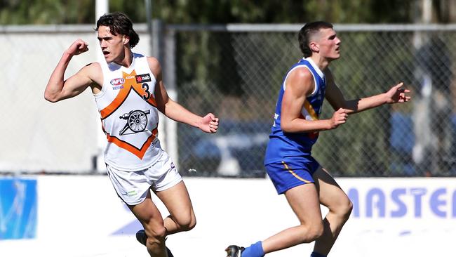 Calder Cannons star Jackson Cardillo celebrates a goal. Picture: Martin Keep/AFL Photos via Getty Images