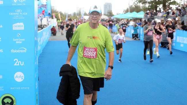 Gold Coast Marathon. 5km fun run. MP Rob Molhoek at the finish. 6 July 2024 Southport Picture by Richard Gosling