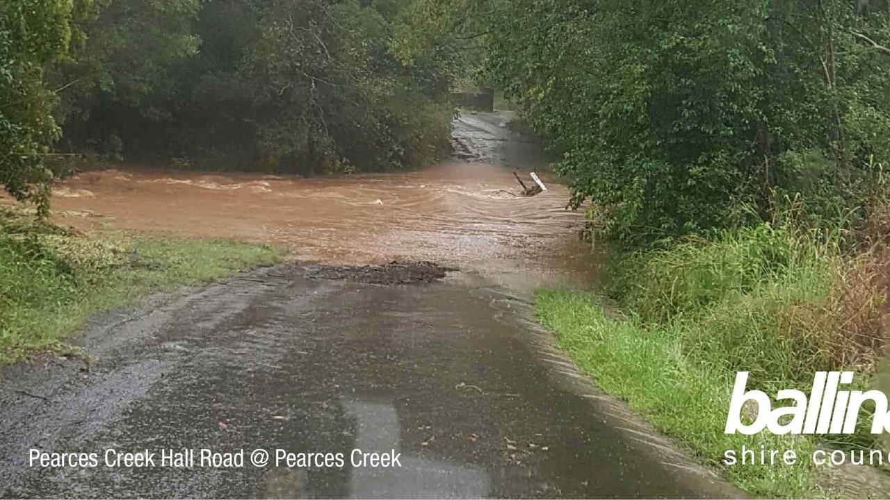 Pearces Creek flooded on Peraces Creek Road.