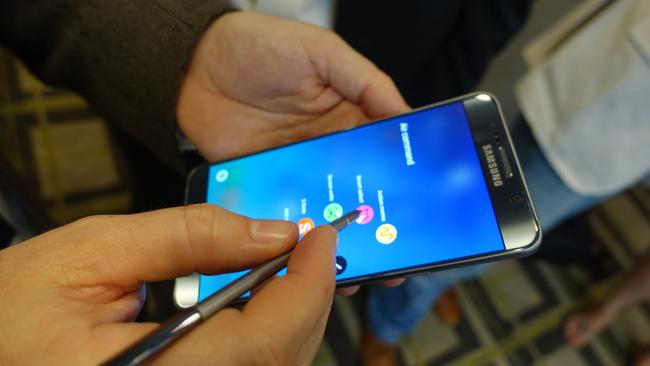 Stylus remains ... Samsung has upgraded the S Pen features on the Galaxy Note 5 smartphone. Picture: Jennifer Dudley-Nicholson