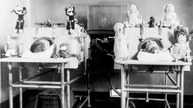 Polio patients in iron lungs at the Children’s Hospital in Melbourne; date unknown. Picture: Royal Children’s Hospital Archives