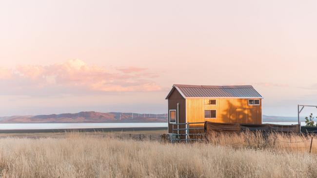 The Weereewa Tiny House, situated on the west ridge overlooking Lake George. Picture: Tiny Away