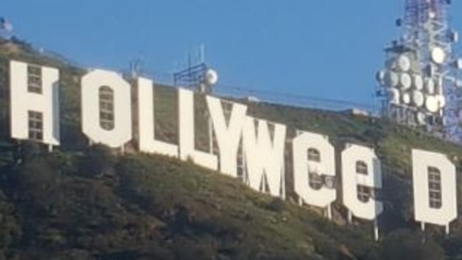 Residents of Los Angeles woke to find their iconic sign had had a makeover. Picture: Twitter