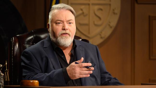 Trial by Kyle 'judge' Kyle Sandilands holds court during the case against Ultra Tune defended by owner Sean Buckley. Picture: Network 10, Trial by Kyle