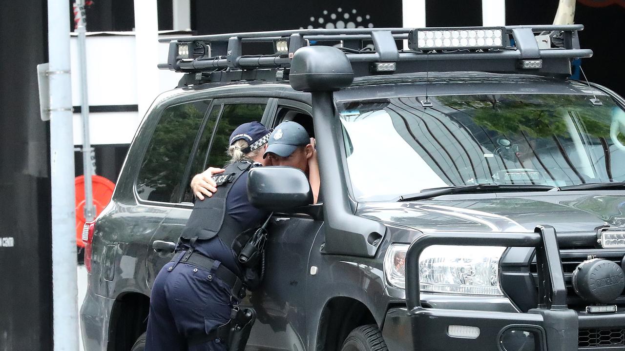 Police have created a crime scene blocking off Mary Street in front of the Westin hotel, Brisbane. Photographer: Liam Kidston.