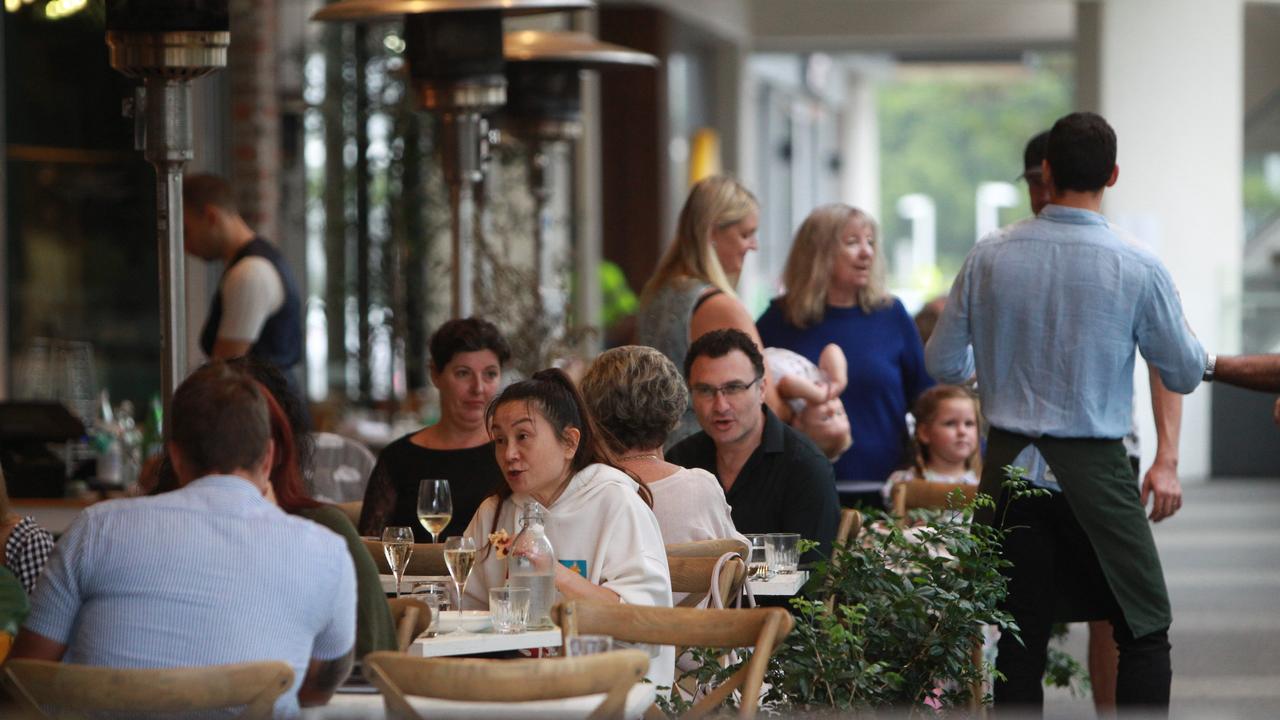 Shop keepers, visitors and Locals during Easter Sunday in the Broadbeach Mall. Pic Mike Batterham