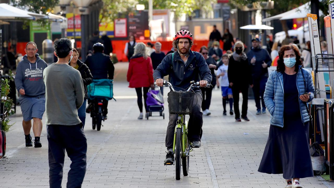 Shoppers walk through the Bondi Junction shopping strip in Sydney’s East. Picture: Toby Zerna