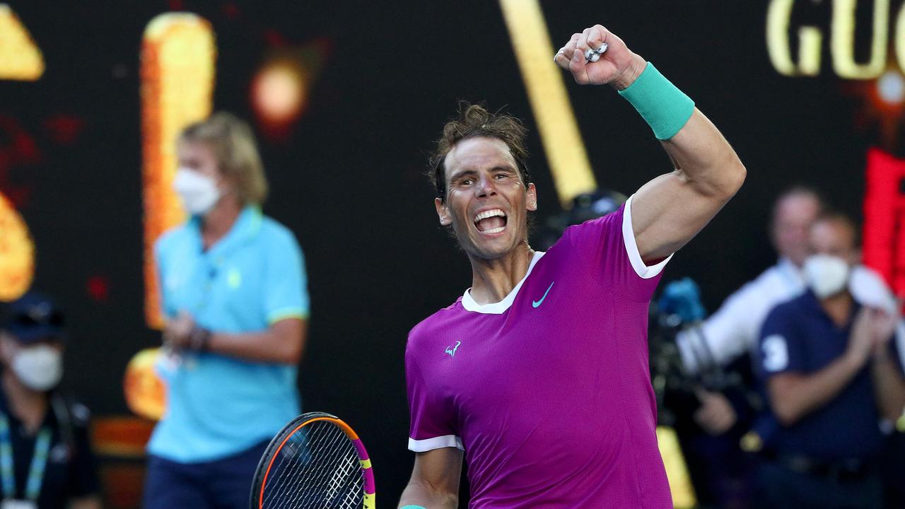 Rafael Nadal overcame an injury scare and upset stomach to make his seventh Australian Open semi-final. Picture: AFP.