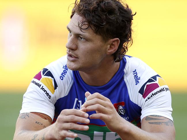 Dejected Kalyn Ponga during the NRL Elimination Final match between the South Sydney Rabbitohs and Newcastle Knights at ANZ Stadium. Picture. Phil Hillyard