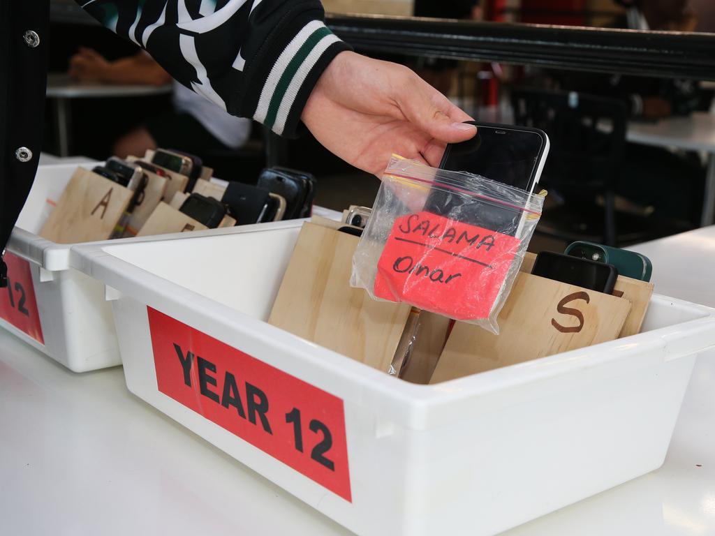 Mobile phones are already being stored during class time at Condell Park High School in Sydney. Picture: NCA Newswire/Gaye Gerard