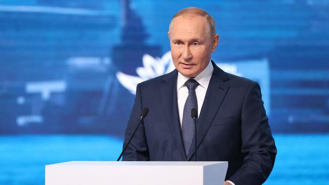 Russian President Vladimir Putin addresses the Eastern Economic Forum in Vladivostok. Picture: AFP