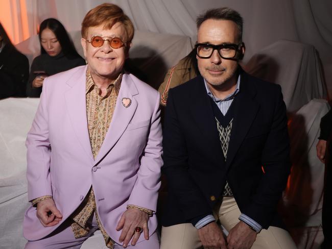 The singer with his husband, David Furnish. Picture: Victor Boyko/Getty Images