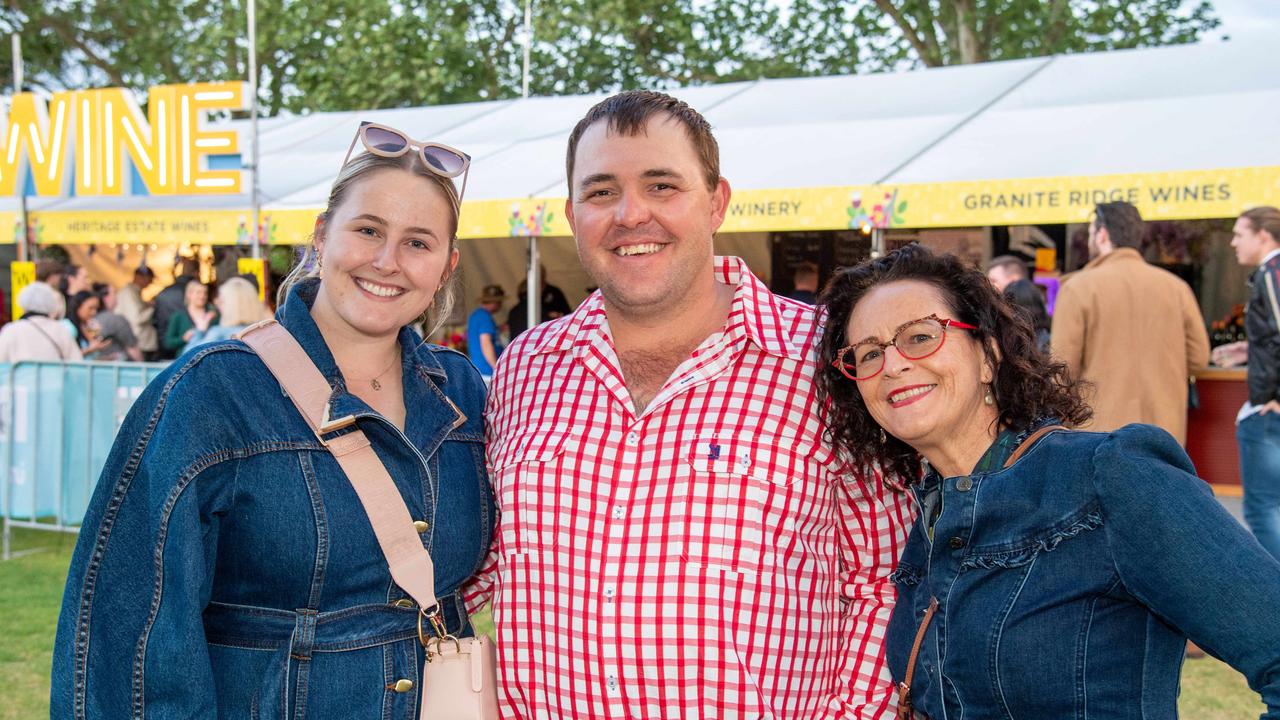 (From left) Anna Kraschnefski, Craig Murray and Teressa Schmidt. Toowoomba Carnival of Flowers Festival of Food and Wine. Friday, September 13, 2024. Picture: Nev Madsen