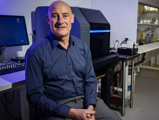 Medical technology start-up Fertilis founder Professor Jeremy Thompson with the fastest high resolution 3D 2PP printer in the world, on September 19th, 2022, at University of SA at Mawson Lakes.Picture: Tom Huntley