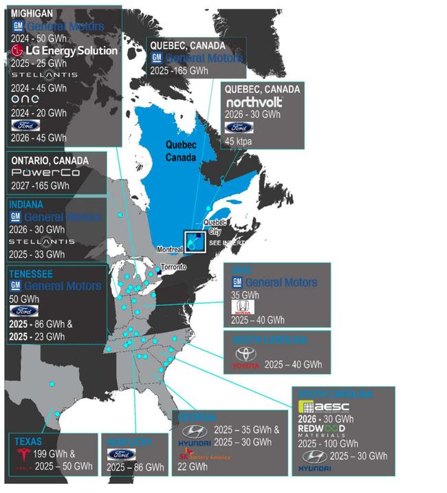 North American battery factories. Pic: LU7