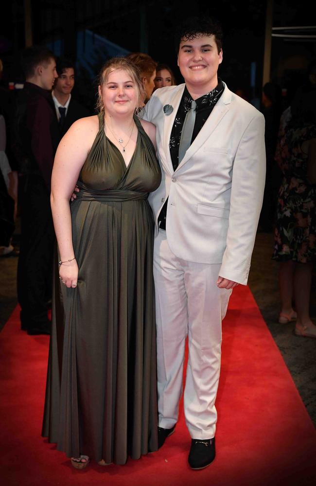 Lilly and Morgen at Caloundra State High School formal. Picture: Patrick Woods.