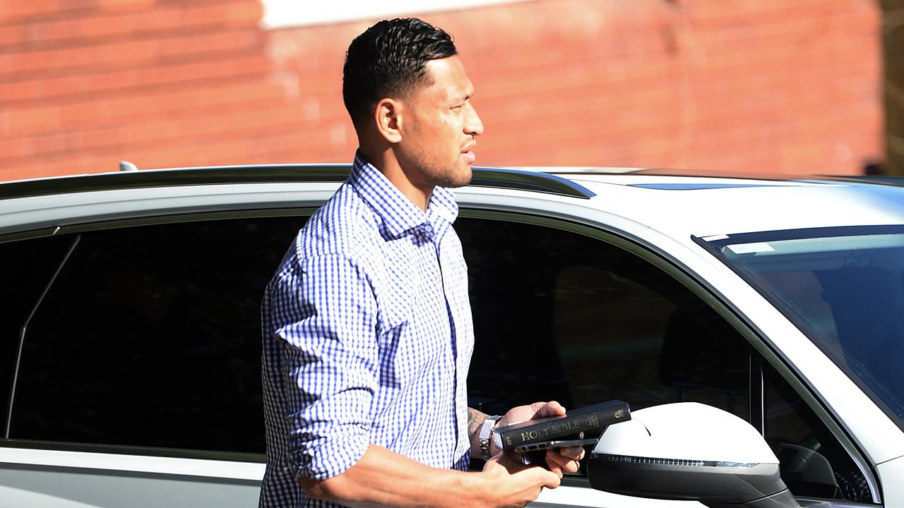 Israel Folau attends Sunday Mass at The Uniting Church. Photo Jeremy Piper
