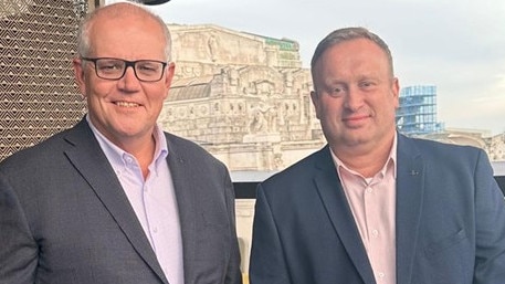 Former Prime Minister Scott Morrison with Space Centre Australia CEO James Palmer. Picture: Supplied