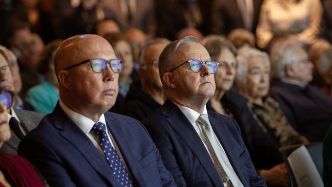 Anthony Albanese and Opposition Leader Peter Dutton attend the grand opening of the Melbourne Holocaust Museum In Elsternwick on Wednesday. Picture: Nicki Connolly / NCA Newswire