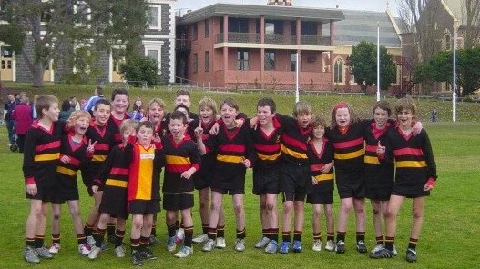 St Joseph's under-12 photo featuring Tom McCartin (with vertical stripe), Tom Atkins (behind poking his tongue out) and Paddy McCartin (sixth from the right).