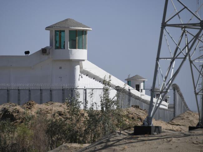 Watchtowers on a high-security facility near what is believed to be a re-education camp where mostly Muslim ethnic minorities are detained, in China's northwestern Xinjiang region. Picture: AFP.