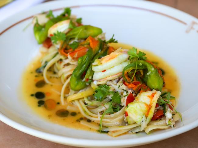 Franca Brasserie’s king prawn linguine. Picture: Jenifer Jagielski