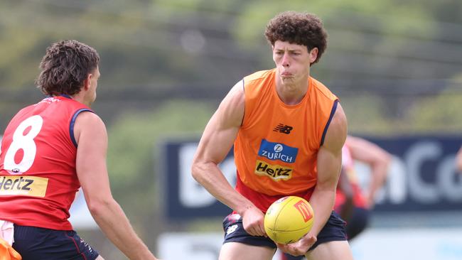 MELBOURNE, AUSTRALIA -  DECEMBER 20 2023  Kyah Farris-White of The Melbourne Demons trains at Stribling reserve in Lorne. Picture: Brendan Beckett