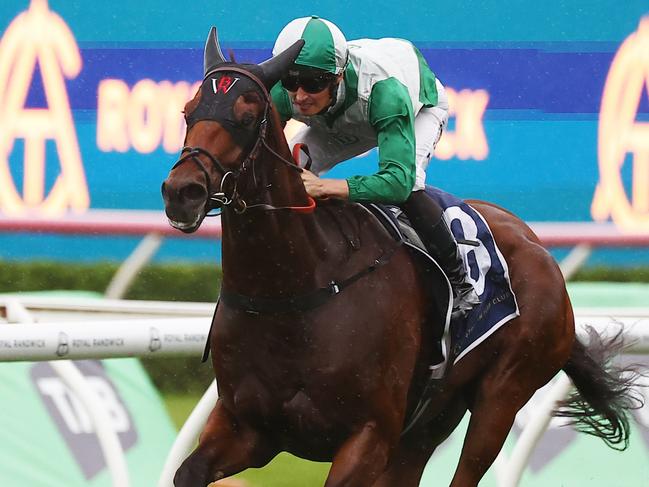 SYDNEY, AUSTRALIA - MARCH 02: Tom Sherry riding Phearson wins Race 10 Liverpool City Cup  during TAB Verry Elleegant Stakes Day - Sydney Racing at Royal Randwick Racecourse on March 02, 2024 in Sydney, Australia. (Photo by Jeremy Ng/Getty Images)