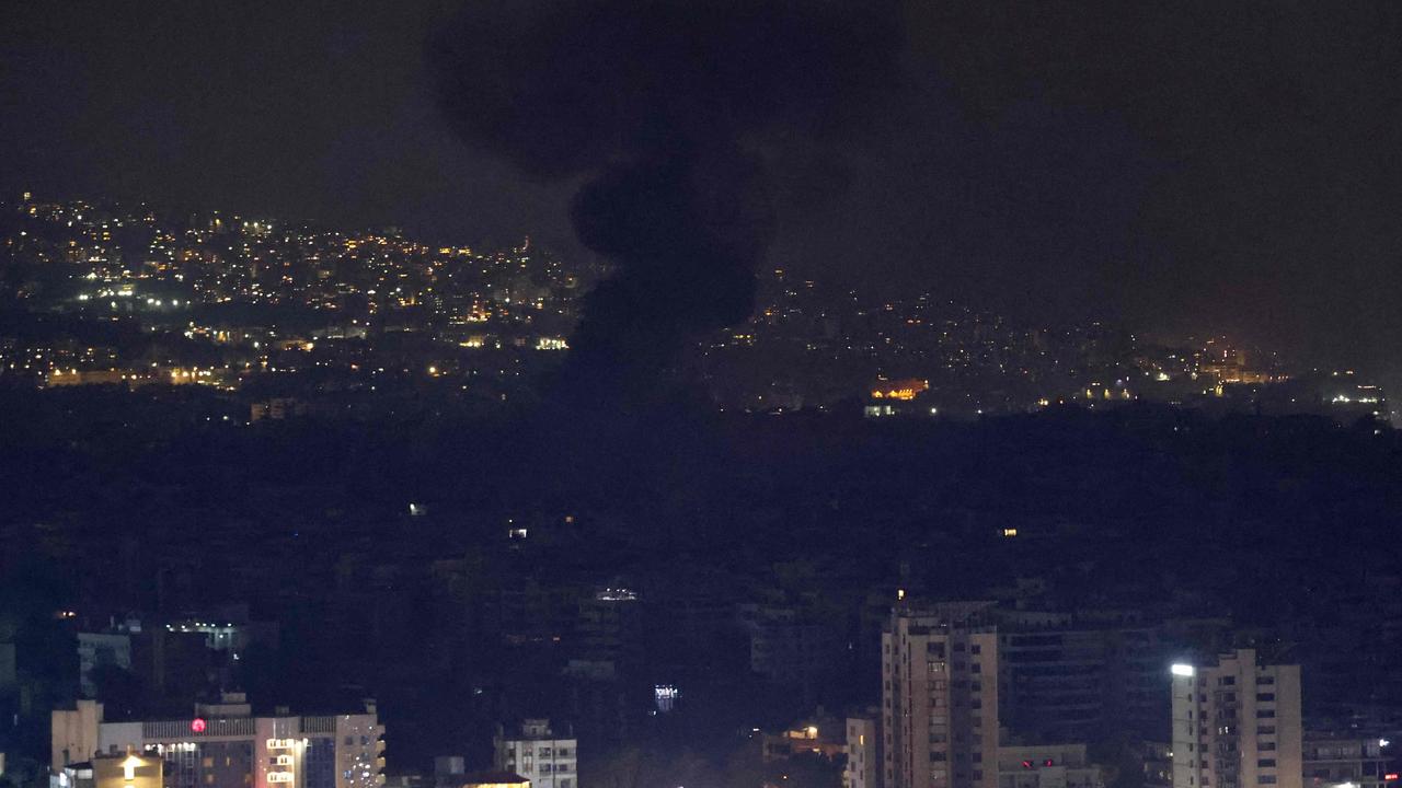 Smoke rises from the site of an Israeli air strike that targeted a neighbourhood of the Lebanese capital, Beirut. Picture: Anwar Amro/AFP