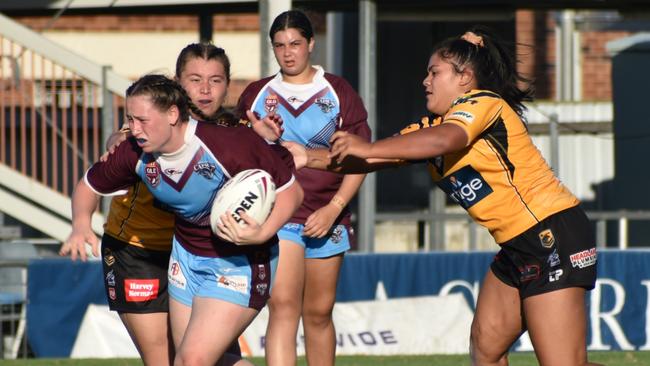 Lillian Yarrow playing for the CQ Capras under-19 team.