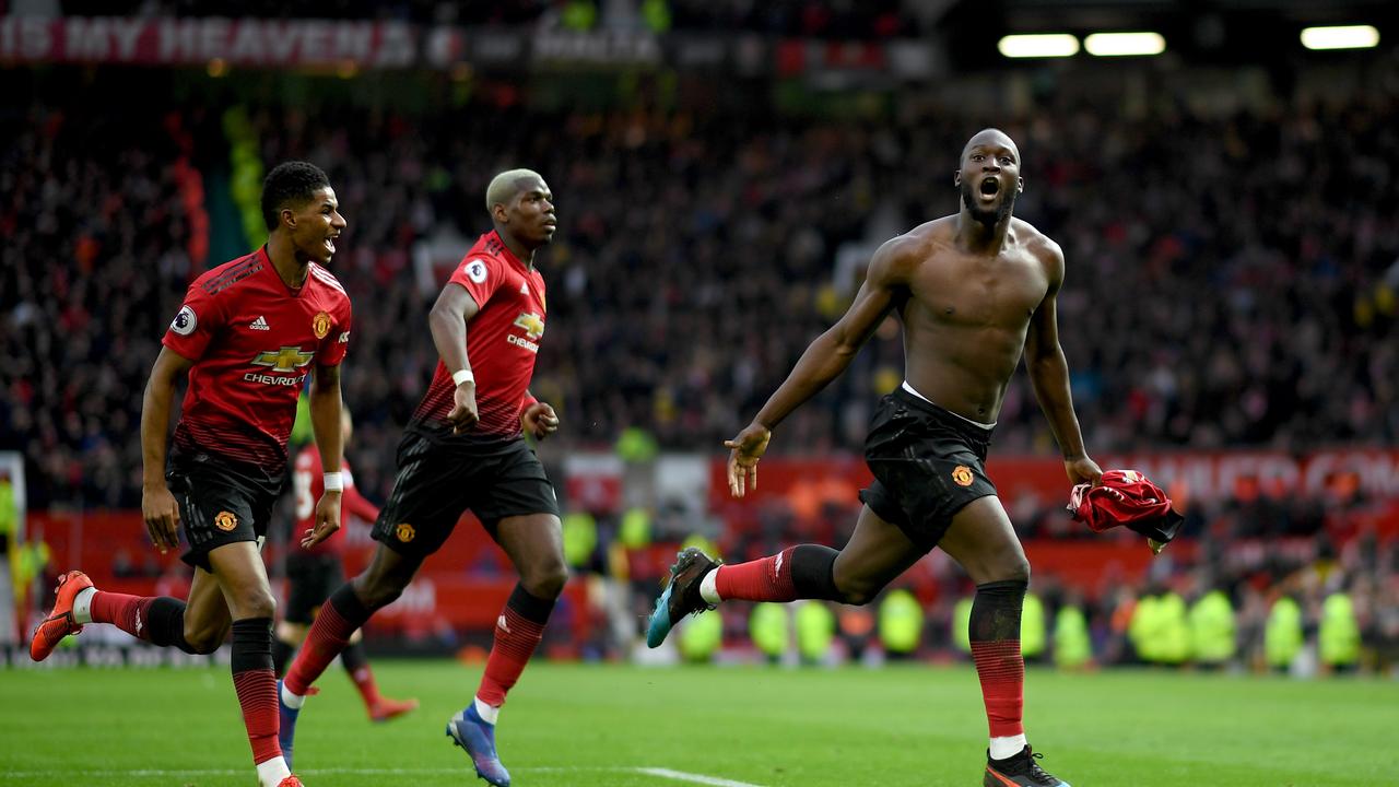 Romelu Lukaku of Manchester United celebrates after scoring