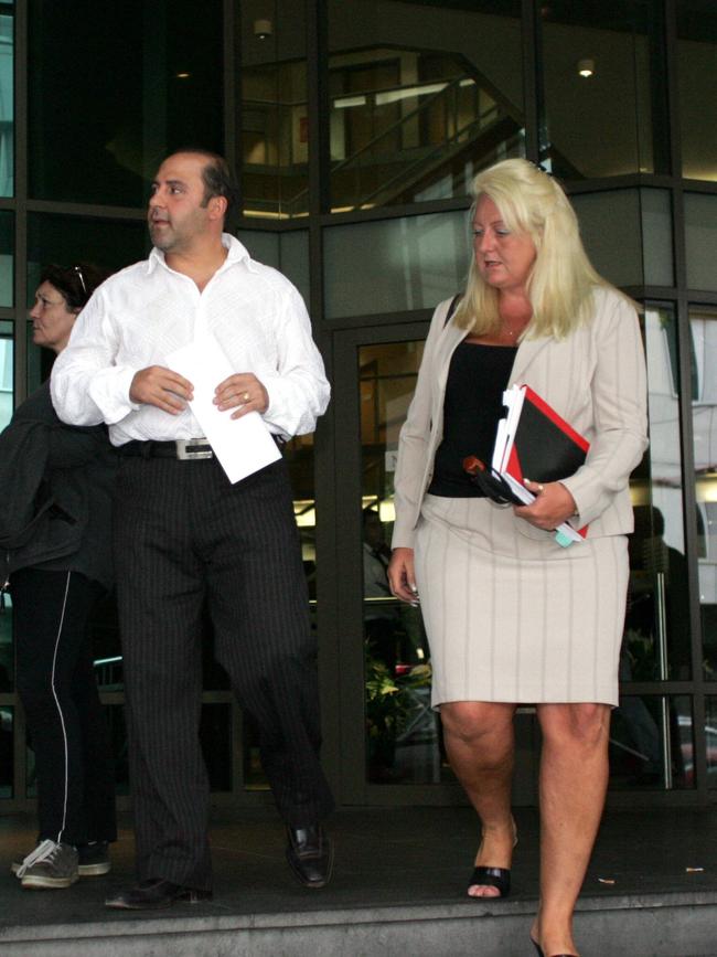 Gobbo with her top client Mokbel outside Melbourne Magistrates’ Court.