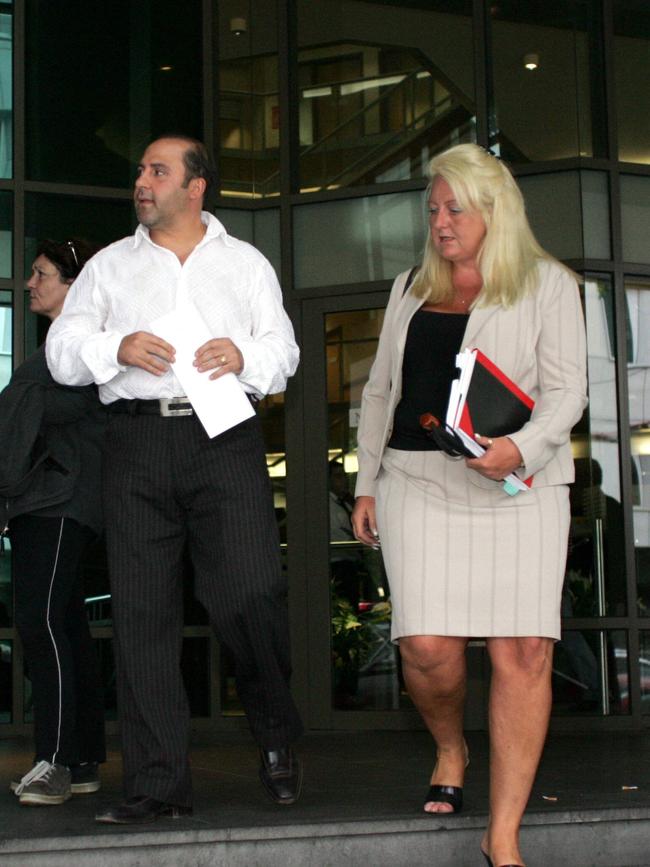 Gobbo with her top client Mokbel outside Melbourne Magistrates’ Court. 