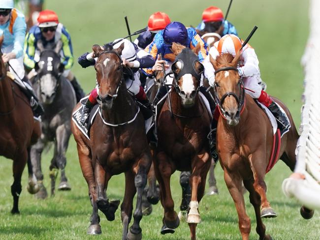 Craig Williams pilots Vow And Declare (right) to victory in last year’s Melbourne Cup.