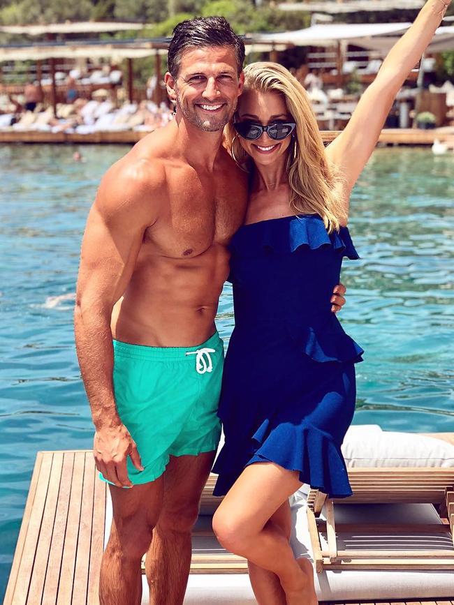 Tim Robards and Anna Heinrich enjoy their joint wedding/honeymoon in Europe in June. Picture: @mrtimrobards/Instagram