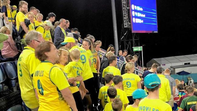 The Knowles contingent lends their support to Mark at the Commonwealth Games. Picture: CONTRIBUTED