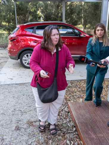 Erin Patterson arriving at her Leongatha home after three people died eating Death Cap mushrooms from a meal she had cooked. Picture: Jason Edwards