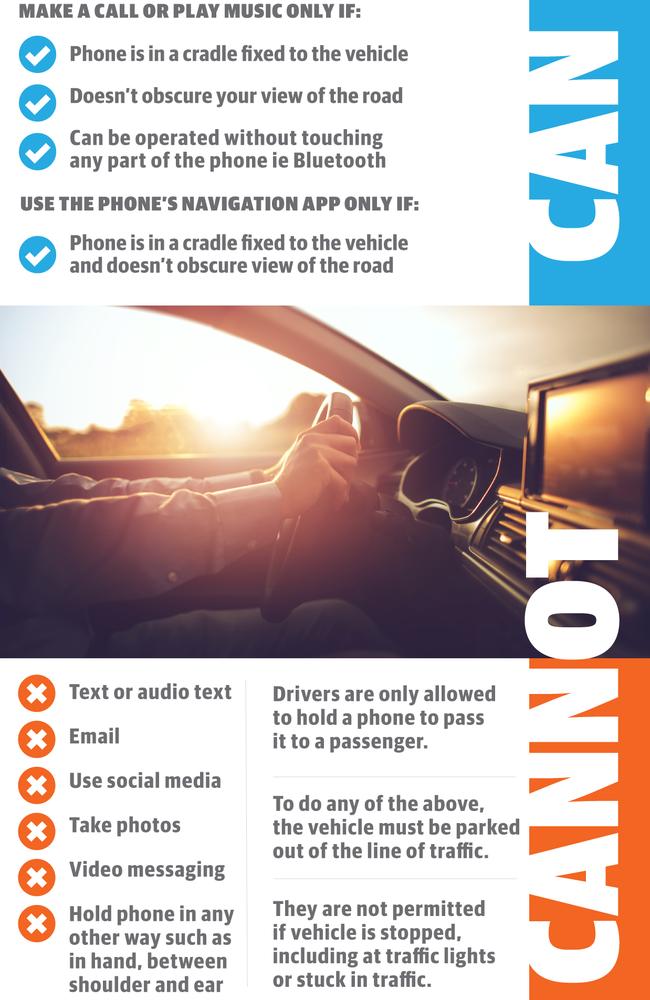 What motorists can and can’t do with their mobile phones while driving.