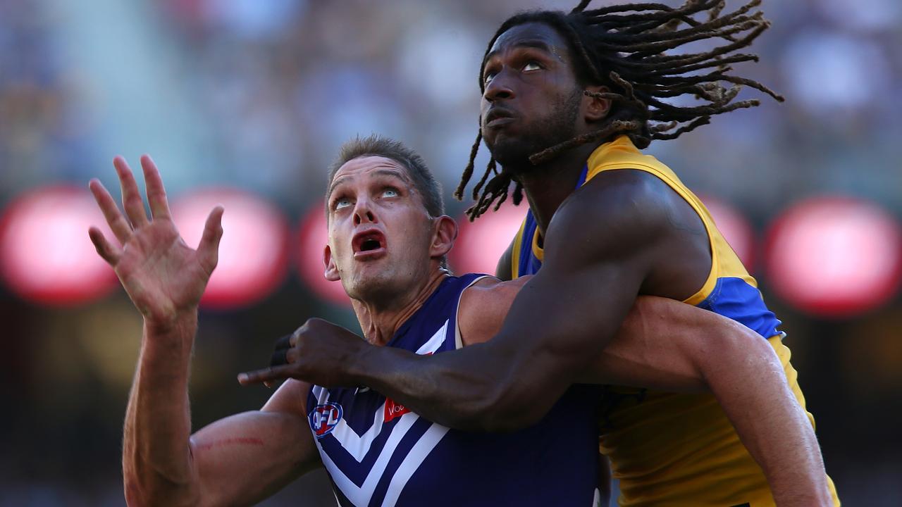 Aaron Sandilands and Nic Naitanui could do battle once again this weekend. (Photo by Paul Kane/Getty Images)